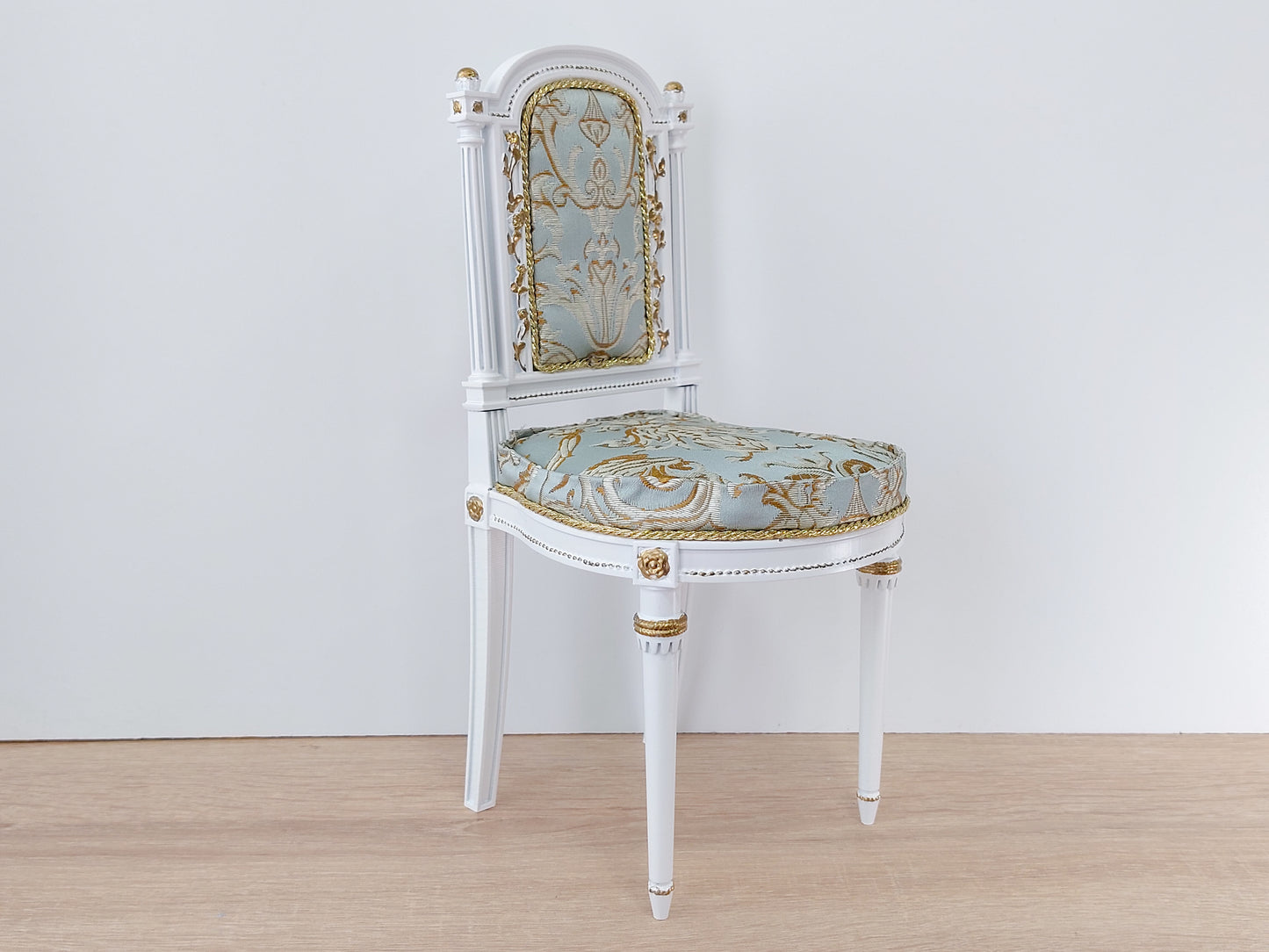 Classical chair, Marie Antoinette style, white & azure