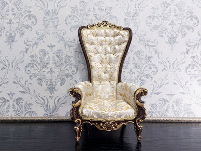 Baroque throne for dolls, brown & beige