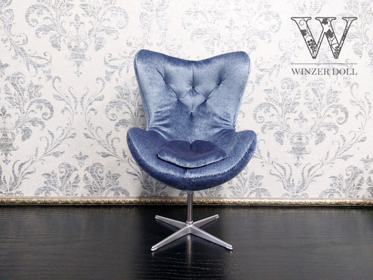 Egg chair, gray velvet