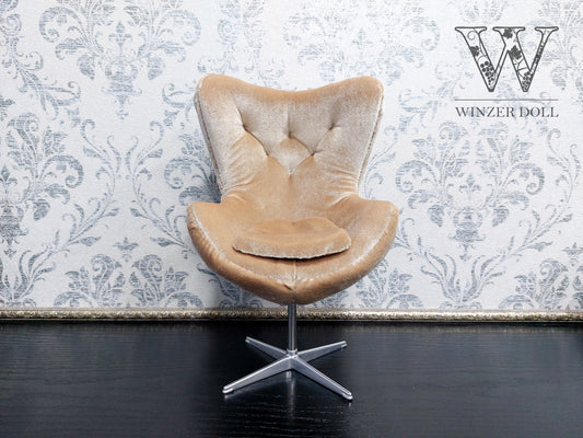 Egg chair, beige velvet