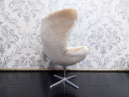 Egg chair, beige velvet