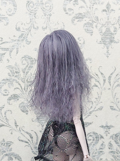 Wig wavy, gray purple, lamb fur