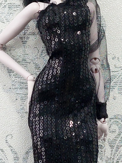 Sequined cocktail dress, black