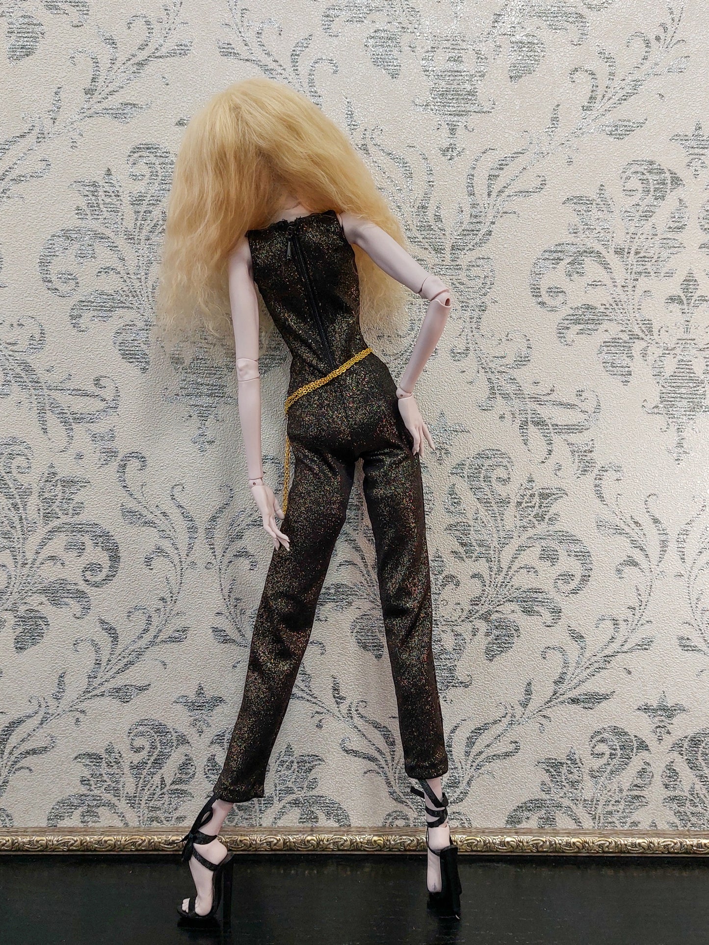 Jumpsuit, black with gold plating