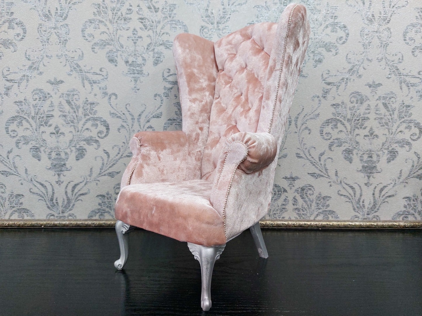 Reserved - 1/4 Chesterfield queen chair pink