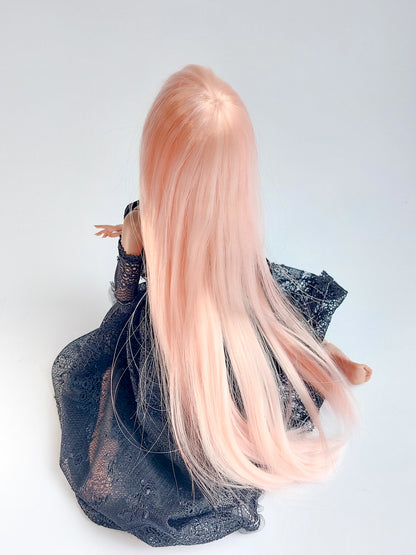Wig long, pink, synthetic silk