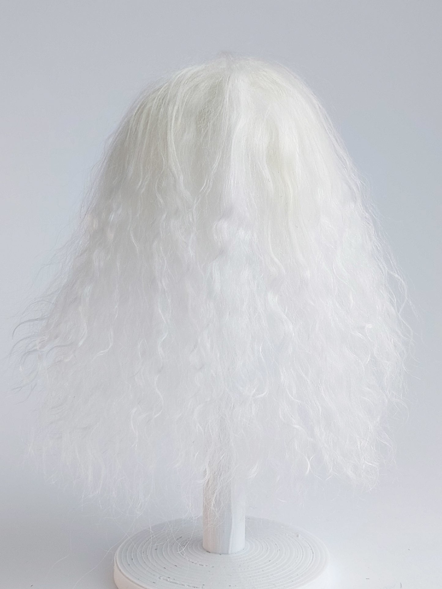 Wig wavy, white, lamb fur