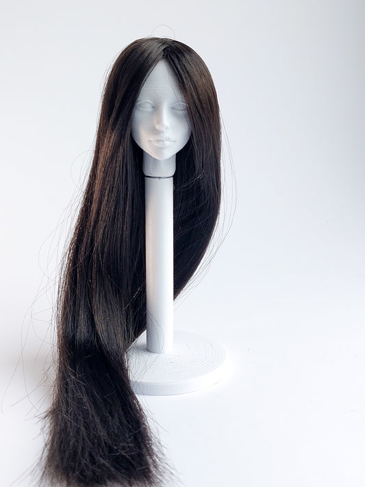 Wig long, dark brown, synthetic silk