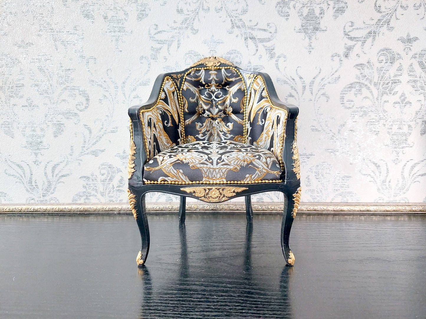 French armchair black & gold
