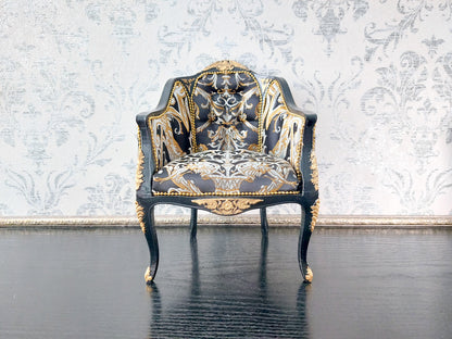 French armchair black & gold