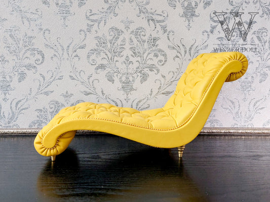 Chaise lounge Wave yellow lether