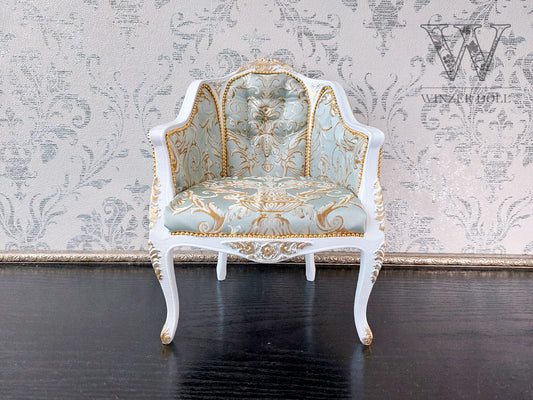 French armchair white & azure