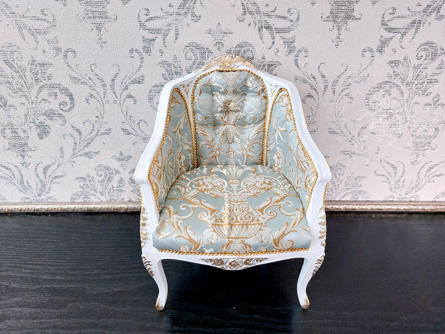 French armchair white & azure