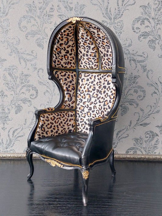 Versaille dome chair, black & leopard print
