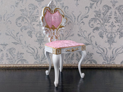 Reserved - 1/4 cabriole chair white & pink