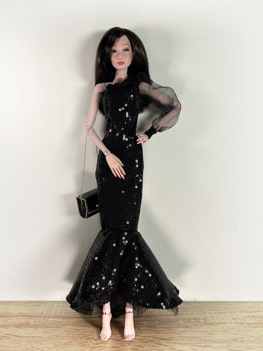 Sequined cocktail dress, black