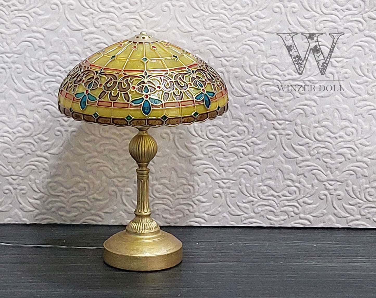 Tiffany Style stained glass lamp with LED, Sunny Clematis
