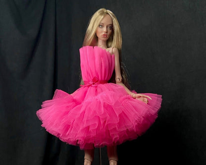 Tulle dress pink for dolls