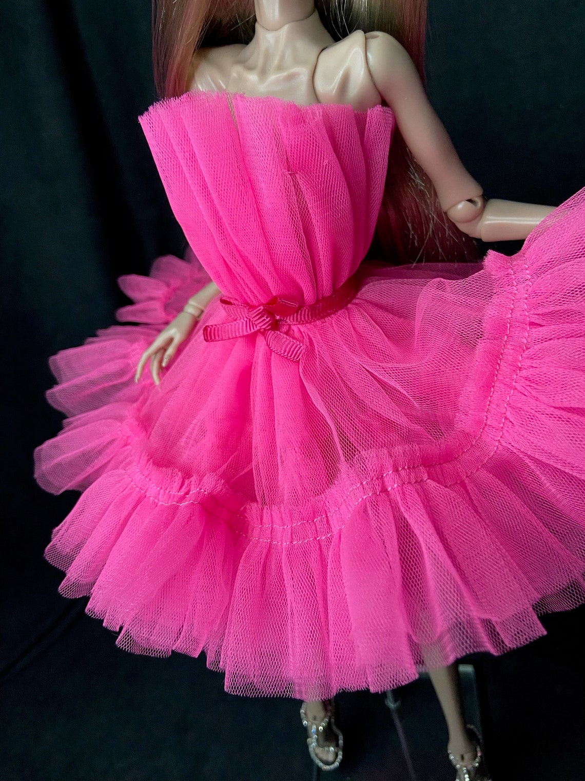 Tulle dress pink for dolls